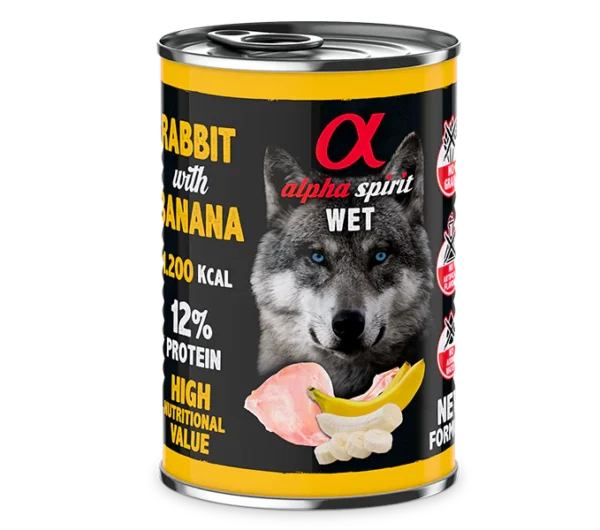 Alpha Spirit Alimento Húmido de Coelho e Banana para Cão 400gr
