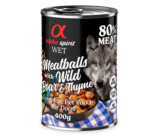 Alpha Spirit Alimento Húmido em Almôndegas com Javali e Tomilho para Cão 400gr