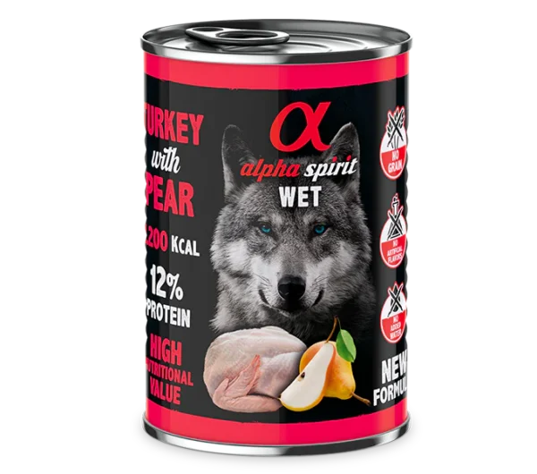 Alpha Spirit Alimento Húmido de Peru e Pêra para Cão 400gr