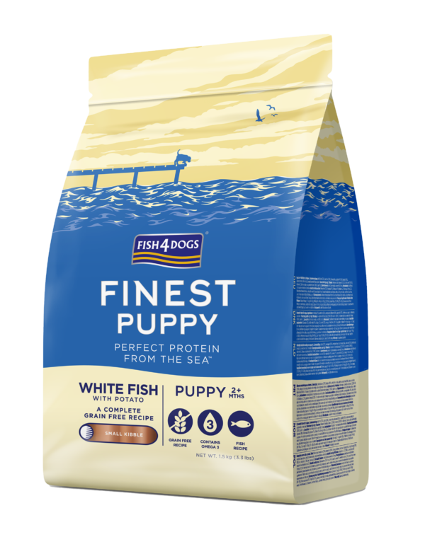 Fish For Dogs – F4D Alimento Seco Completo Junior Mini de Peixe Branco e Batata 1,5kg