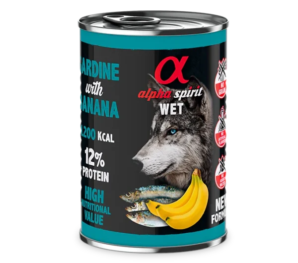Alpha Spirit Alimento Húmido de Sardinha e Banana para Cão 400gr